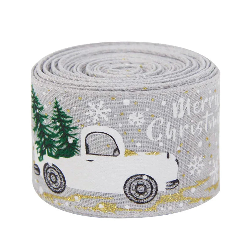 Grey Ribbon White Christmas Truck 