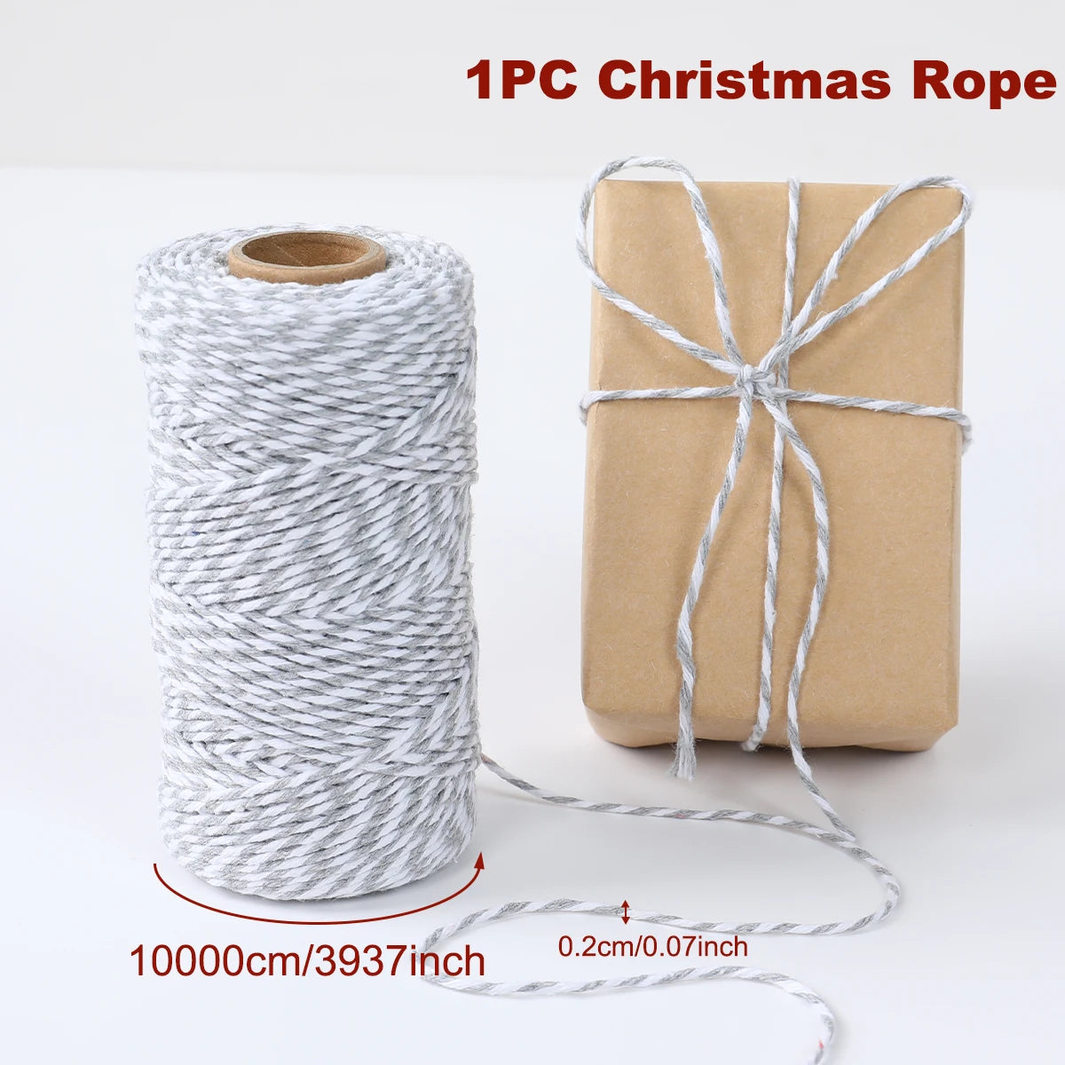 Grey and white Christmas wrapping rope