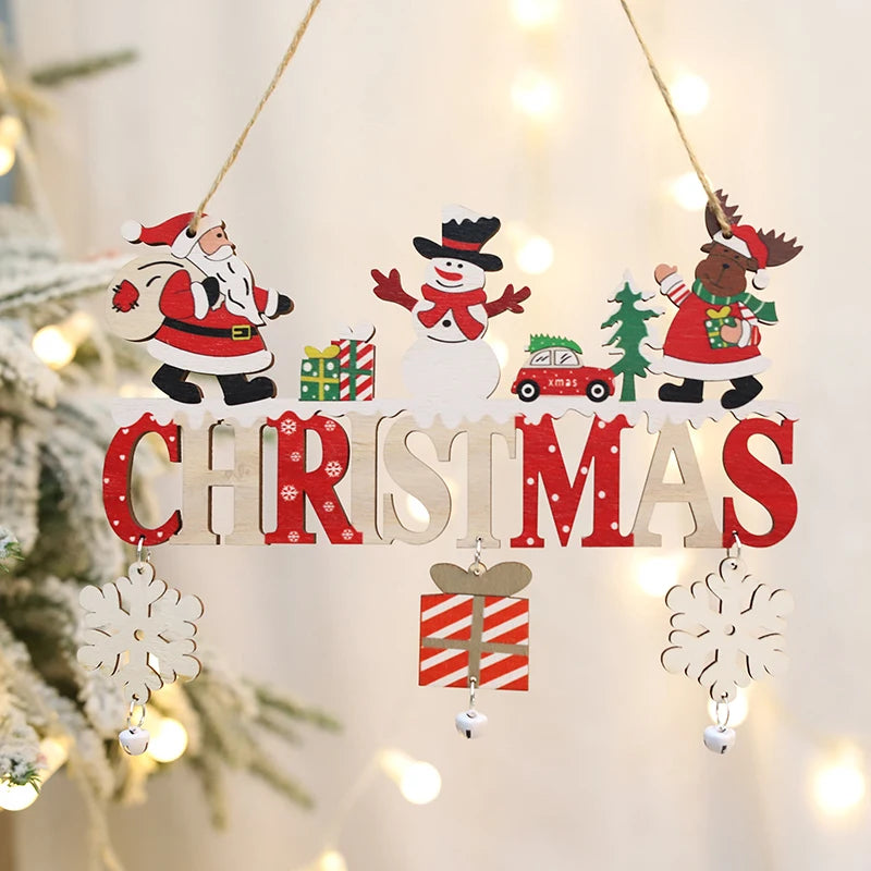 Hanging wooden ornament christmas sign