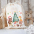 Kids Christmas linen gift bag reusable