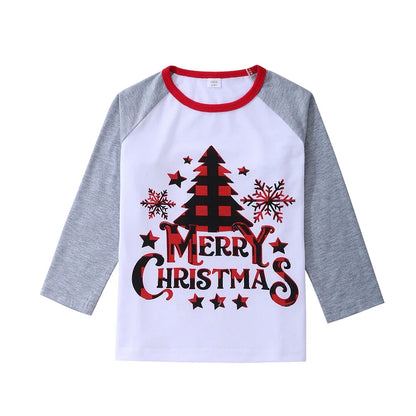 Kids grey christmas pj top matching family