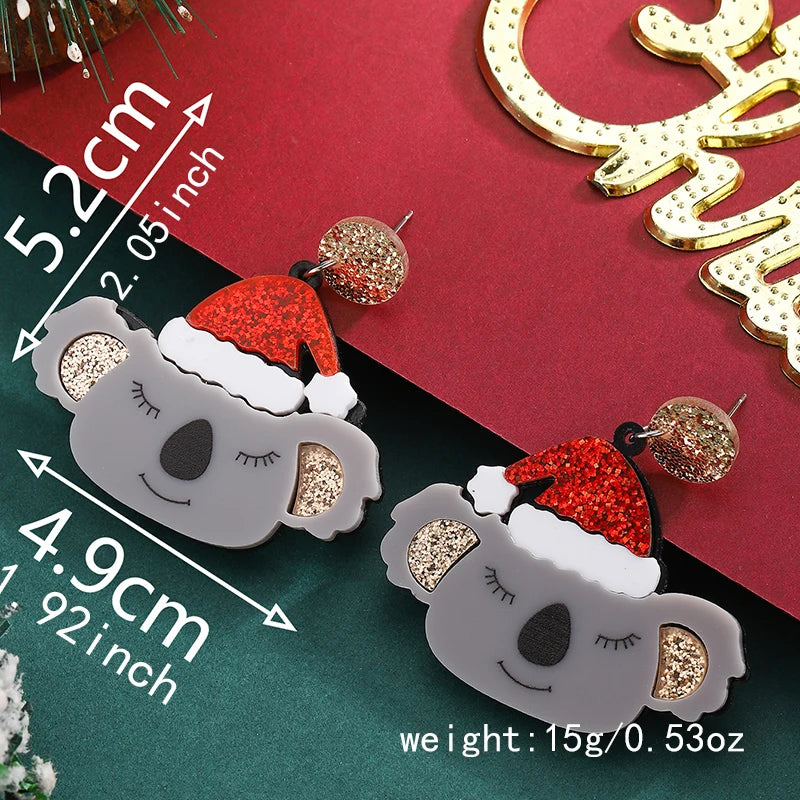 Koala Christmas Earrings Dimensions