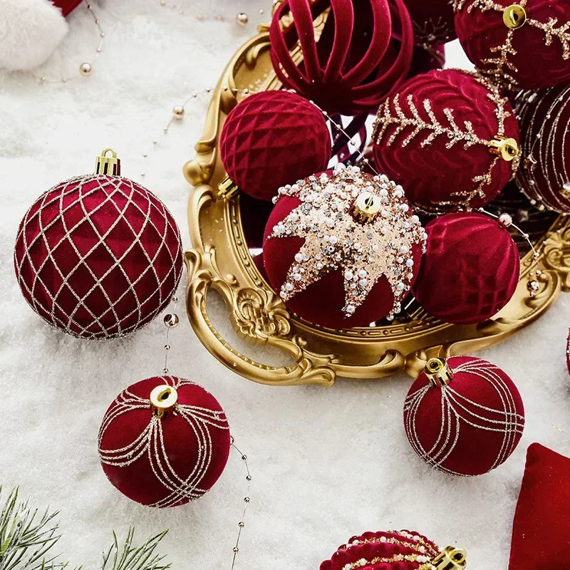 Luxurious Red Velvet Christmas Baubles