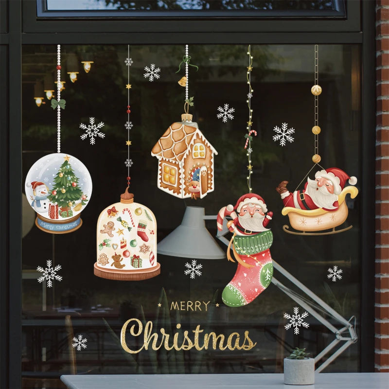 Merry Christmas Hanging ornaments Window Sticker