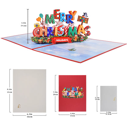 Merry Christmas Holidays Christmas Pop Up Card