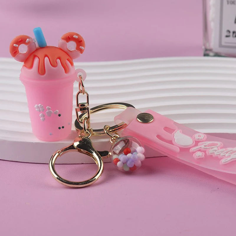 Pink Milkshake Icecream cupcake Keychain