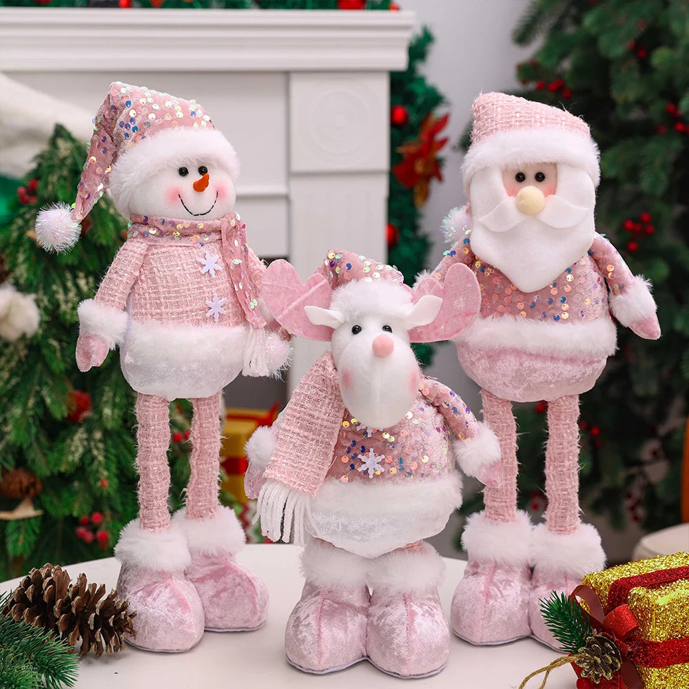 Pink adjusting legs snowman santa reindeer elk