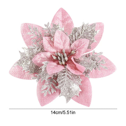 Pink and Silver 14CM Christmas Tree Flower