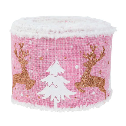 Pink and white christmas tree ribbon