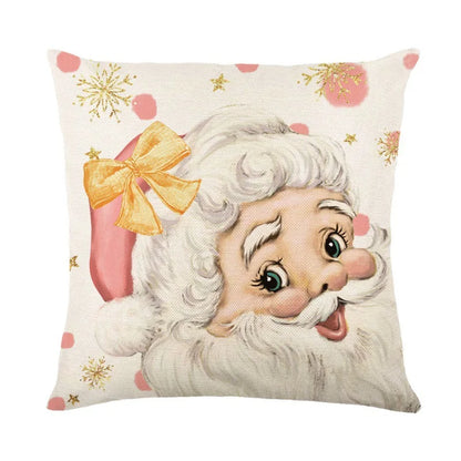 Pink santa pillow case cushion cover