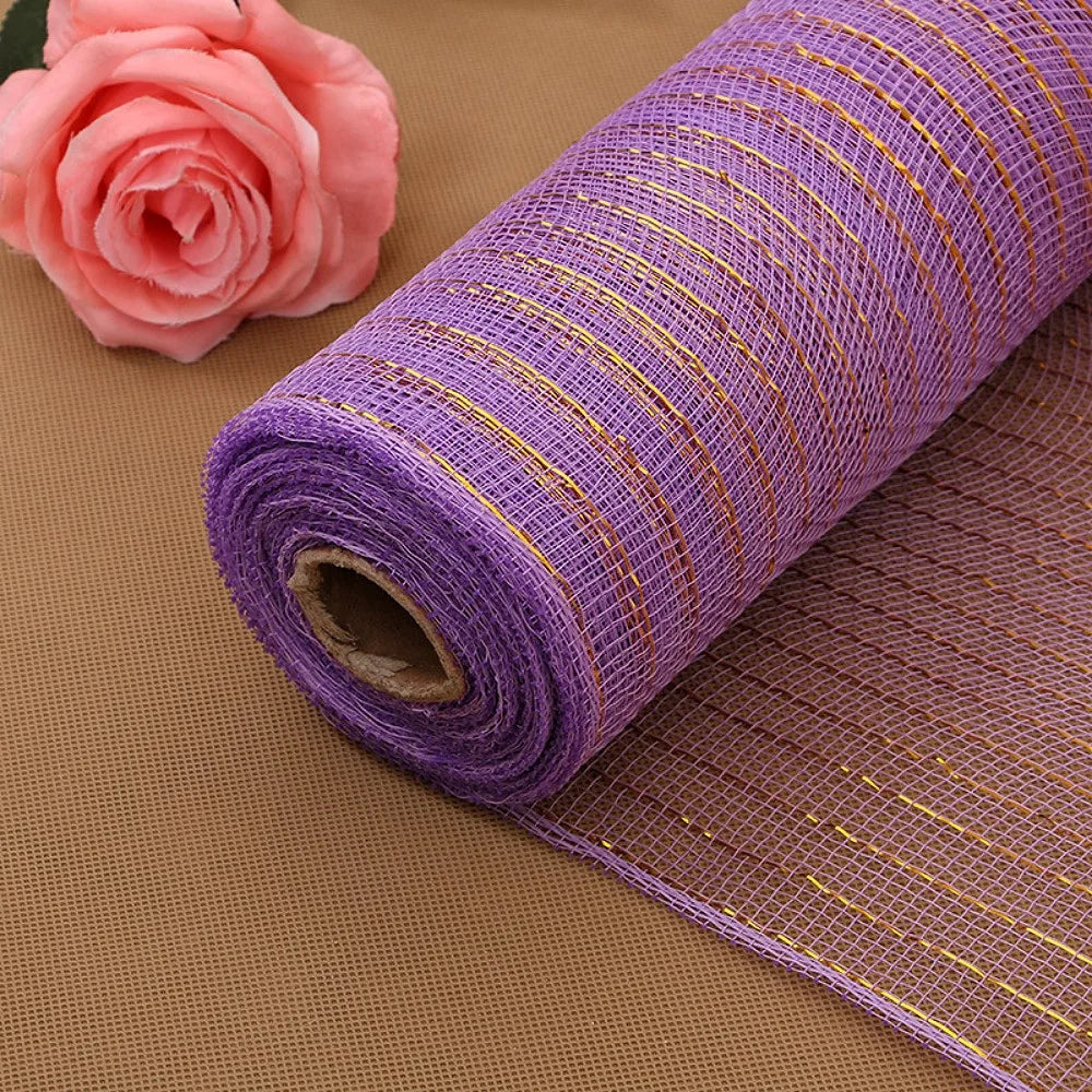 Purple And gold deco mesh Christmas crafting