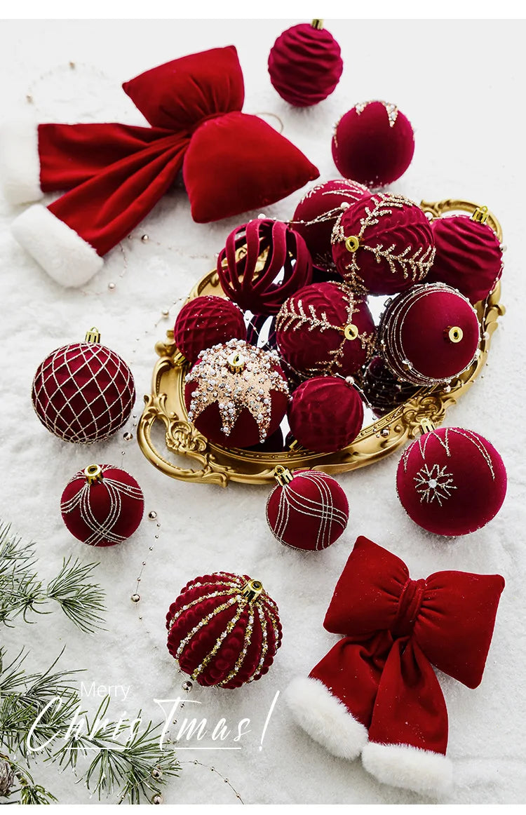 Red Christmas Baubles Gold Designs