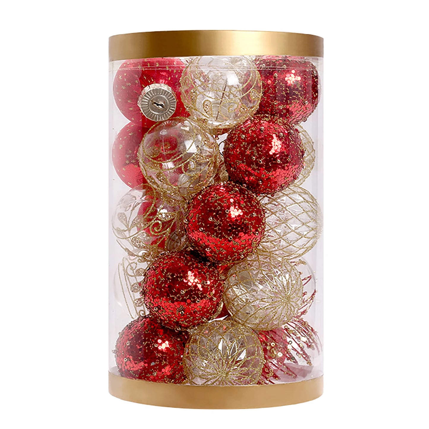 Red Gold Clear Christmas Bauble 25pcs