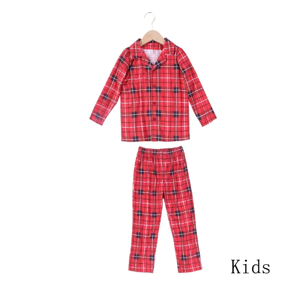 Red Plad Family Christmas pjs - Kids