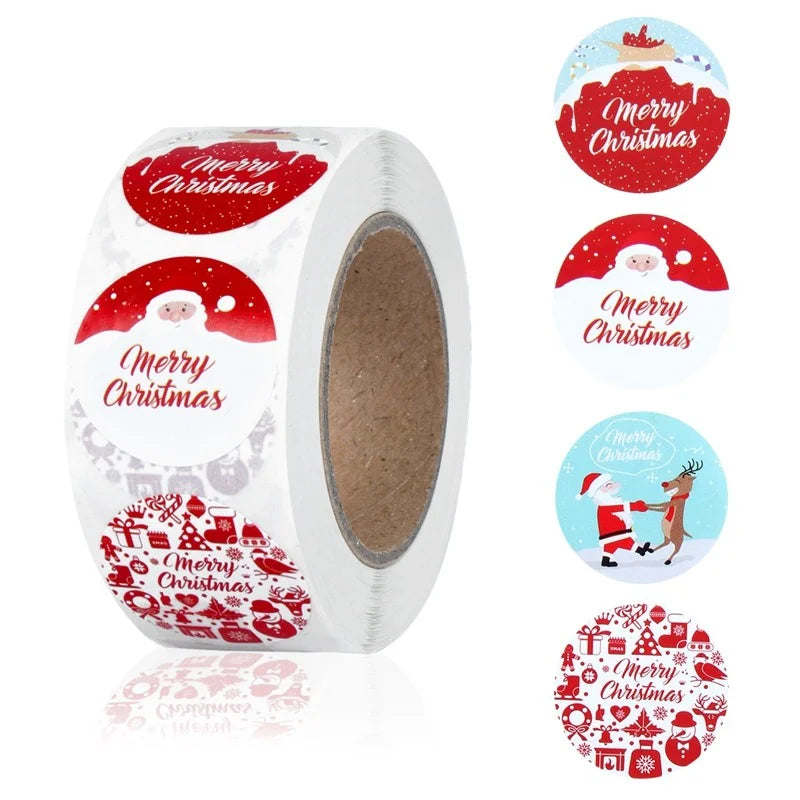 Red theme merry Christmas stickers