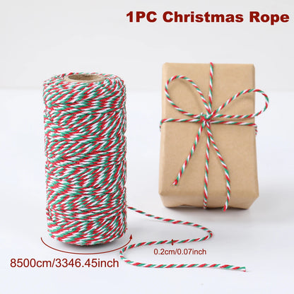 Red white and green christmas wrapping rope