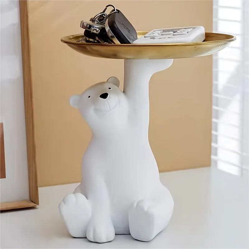 Resin Polar Bear Plate Stand Gold