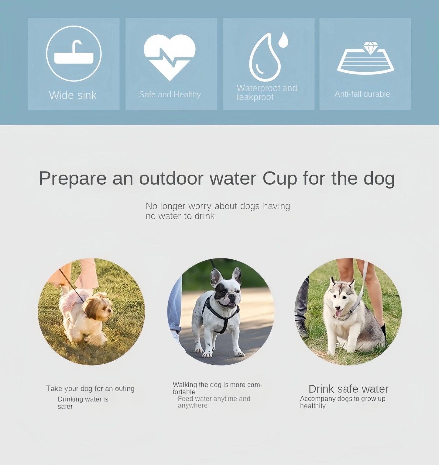 Portable Dog Cat Water Bottle with Food Storage