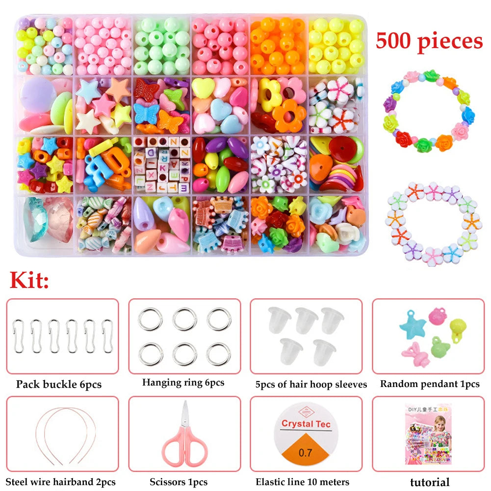 DIY  Beads Crafts Making Bracelet Necklace Jewelry Kit 500pc