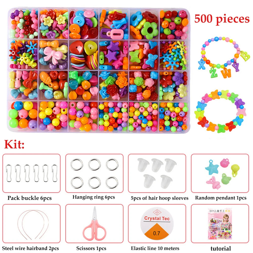 DIY  Beads Crafts Making Bracelet Necklace Jewelry Kit 500pc