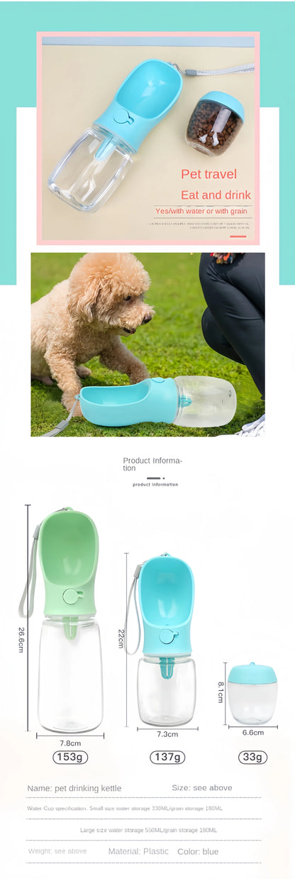 Portable Dog Cat Water Bottle with Food Storage