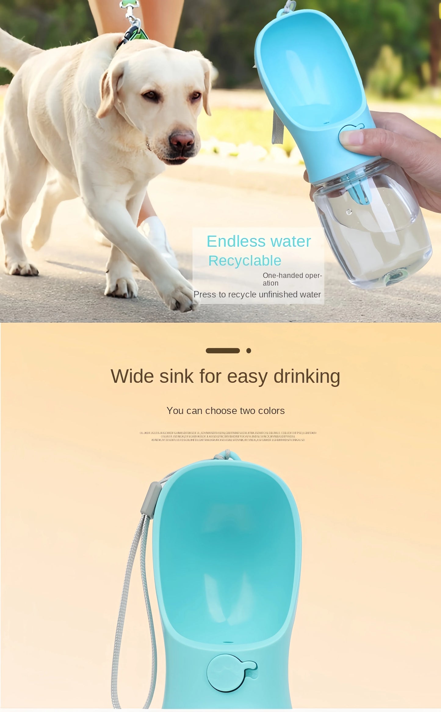 Portable Dog Cat Water Bottle with Food Storage