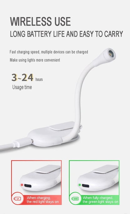 Portable LED Book Reading Lamp Lights USB Rechargeable