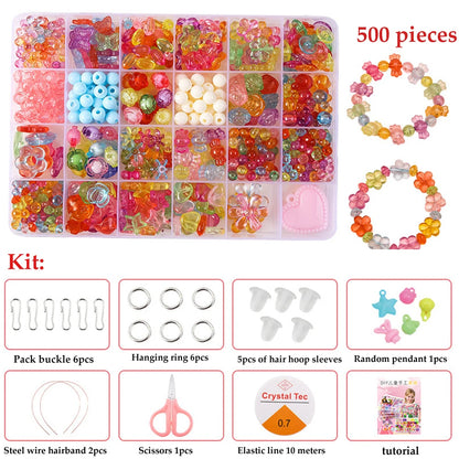 DIY  Beads Crafts Making Bracelet Necklace Jewelry Kit 500pc