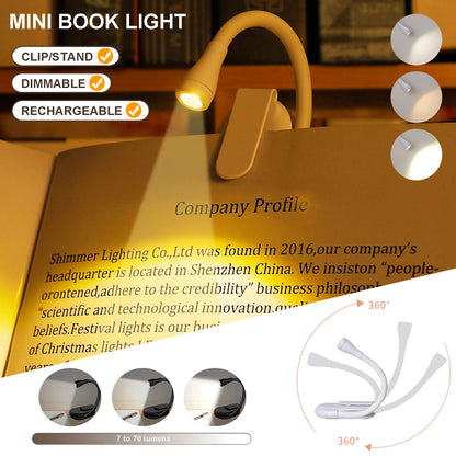 Portable LED Book Reading Lamp Lights USB Rechargeable