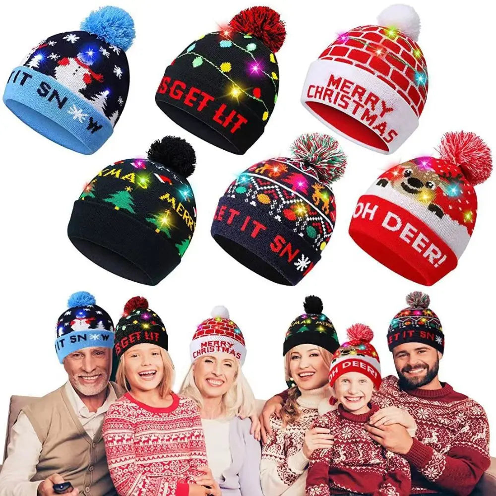 Christmas Theme LED Beanie Hat