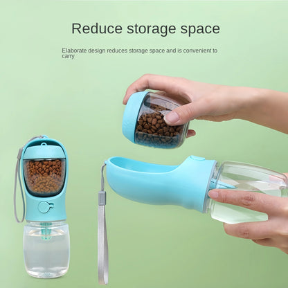 Portable Dog Cat Water Bottle with Food Storage