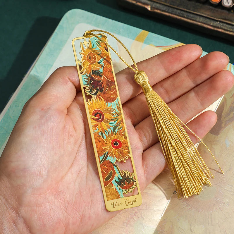 Retro Floral Painting Metal Bookmark