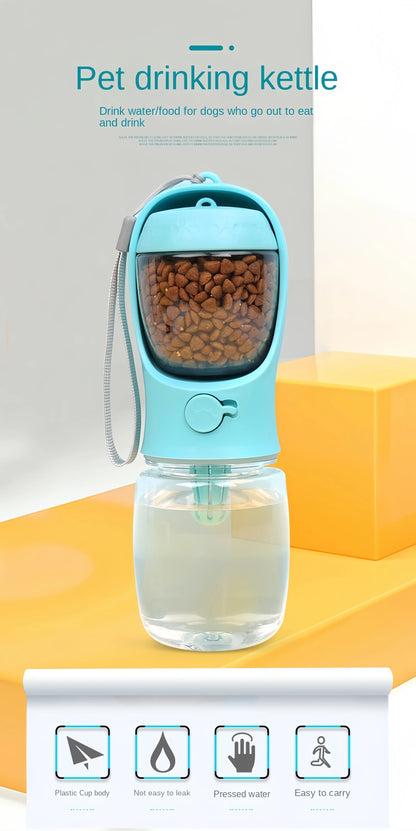 Portable Dog Cat Water Bottle with Food Storage