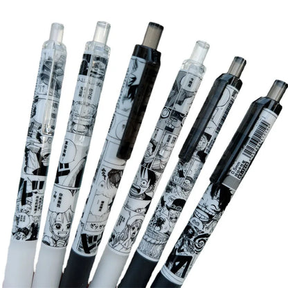 6Pcs Anime ONE PIECE  Pens Luffy Zoro Sanji Nami Usopp Robi Gel Pens