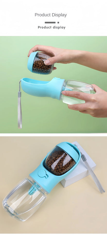 Portable Dog Cat Water Bottle with Food Storage