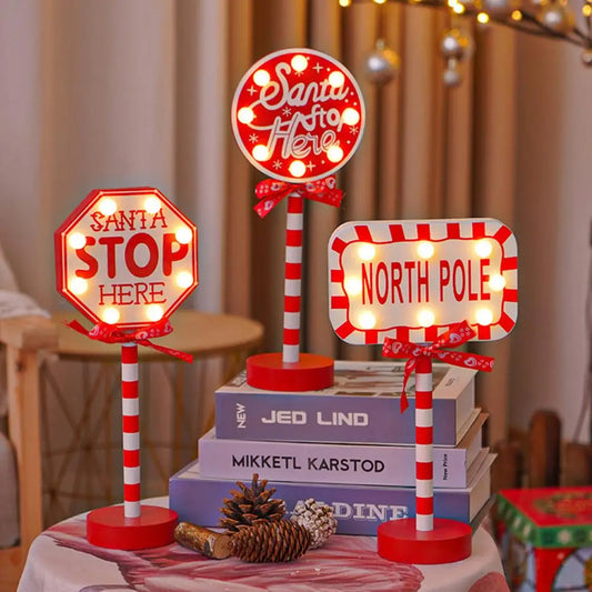 Santa Stop Here LED Signs