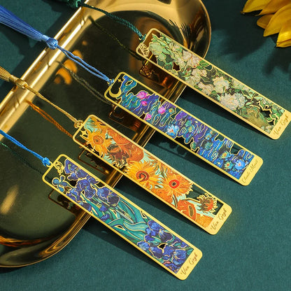 Retro Floral Painting Metal Bookmark