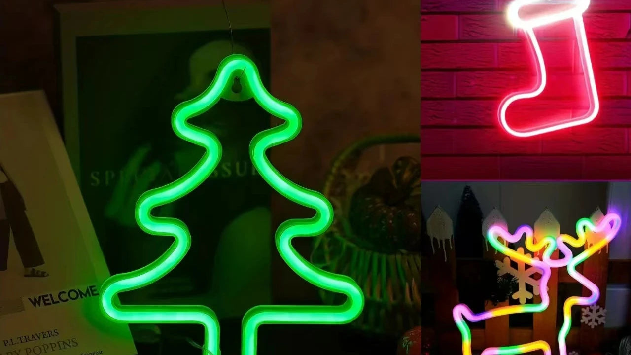 Christmas LED indoor decoration neon lights - snowflake, tree, star, sock..