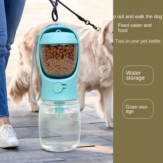 Portable Dog Cat Water Bottle with Food Storage