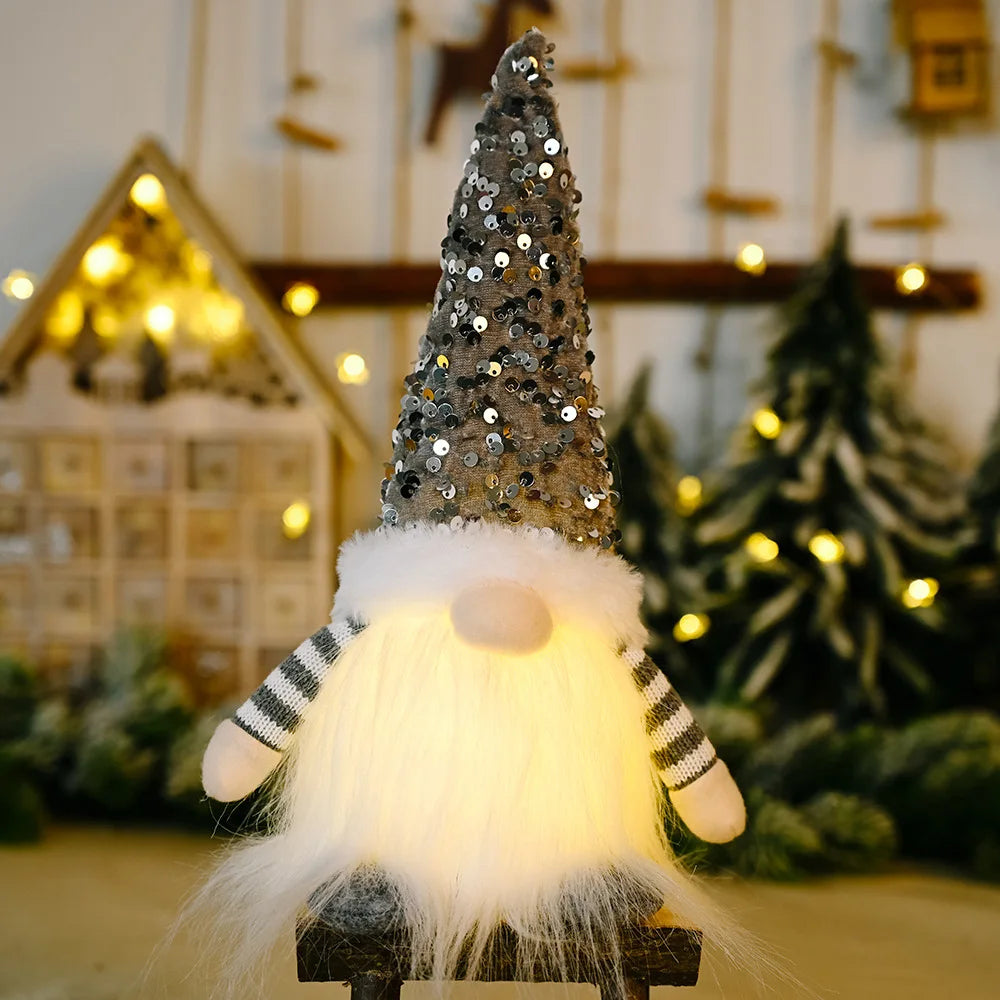 Silver Light up Christmas Gnome 30cm