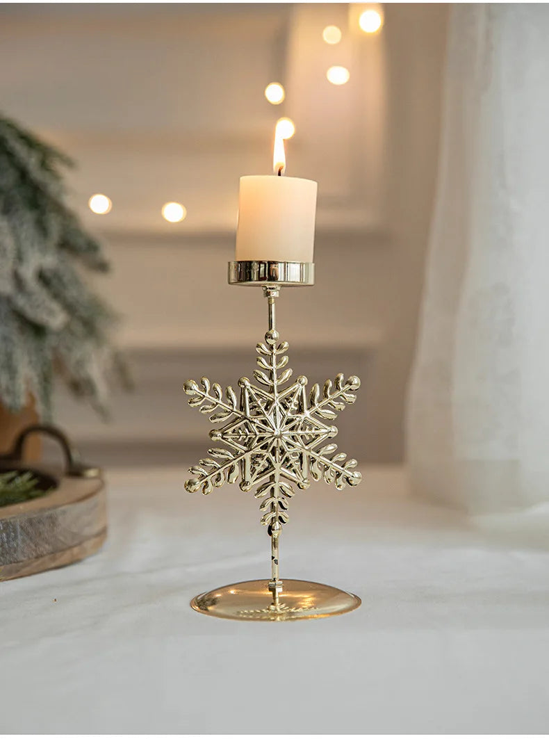 Silver colour snowflake candle Christmas Table