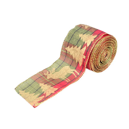 Tartan Design Elk Christmas Tree Ribbon