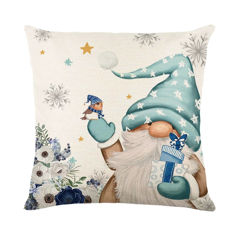 Teal gnome Christmas Pillow case cushion cover