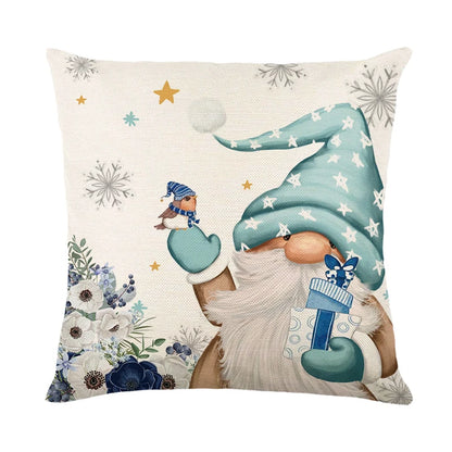 Teal gnome Christmas Pillow case cushion cover