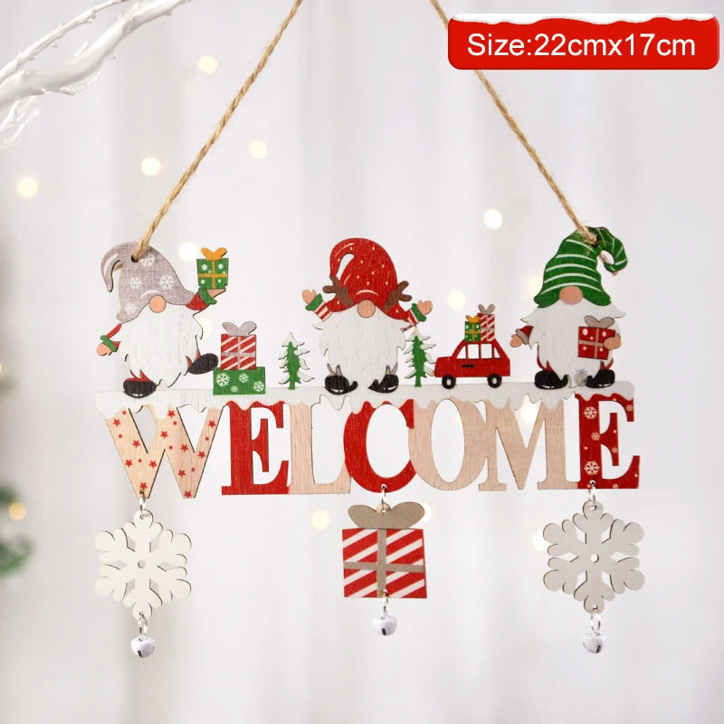 Welcome Christmas Gnome Sign22cmx17cm