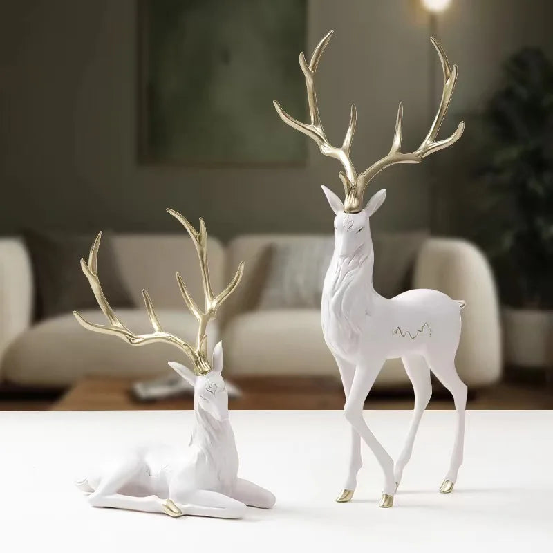 White resin Christmas Deer Ornaments