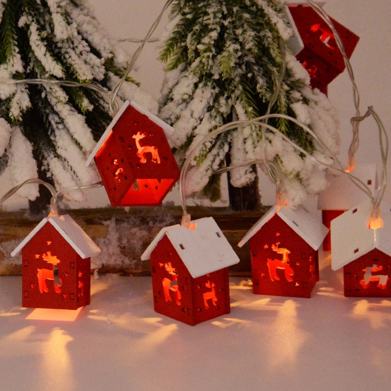 Wooden Red Christmas Houses warm cosy 