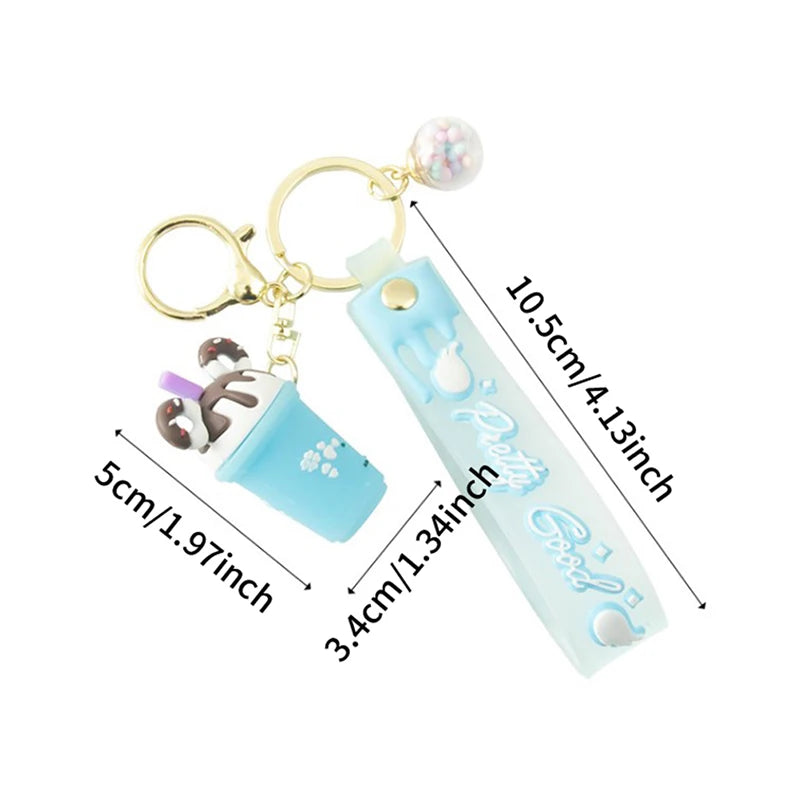 blue milkshake keychain party favour measurements