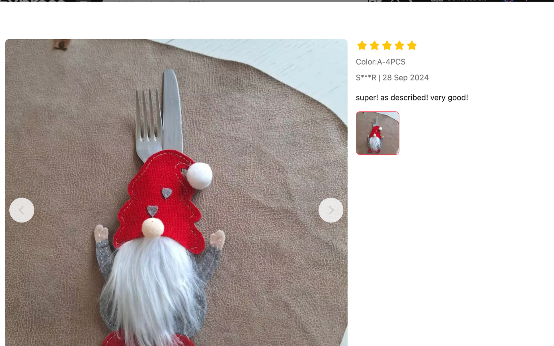  customer review Christmas Cutlery Gnome 