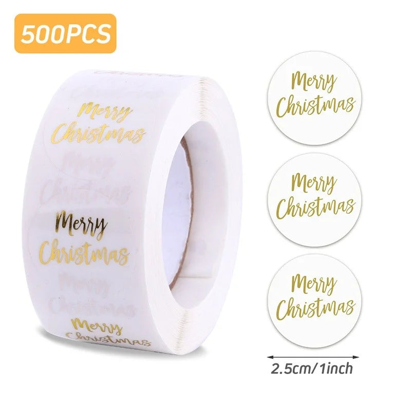 gold merry christmas tickers 500pcs